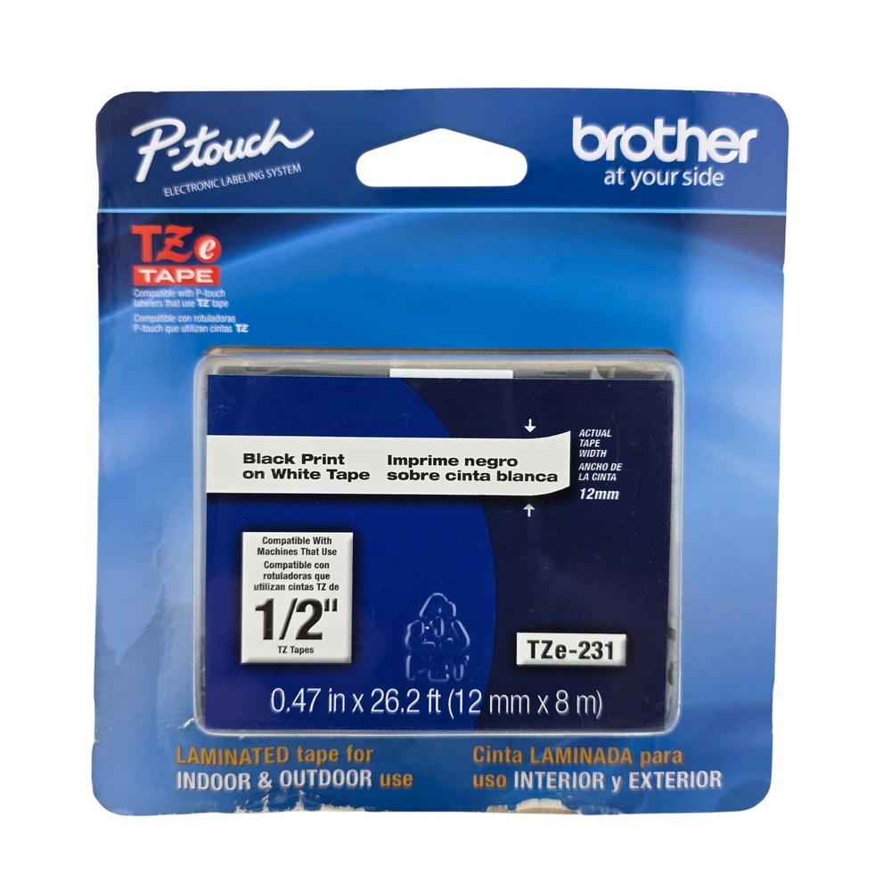 Brother P-Touch TZe-231‎ Laminated Label Tape Black on White OEM